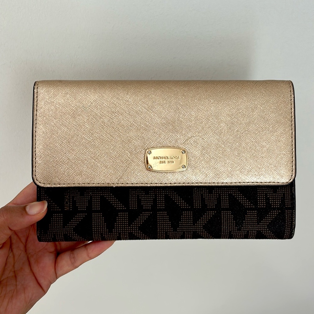 Michael Kors Logo Gold and Brown Wallet